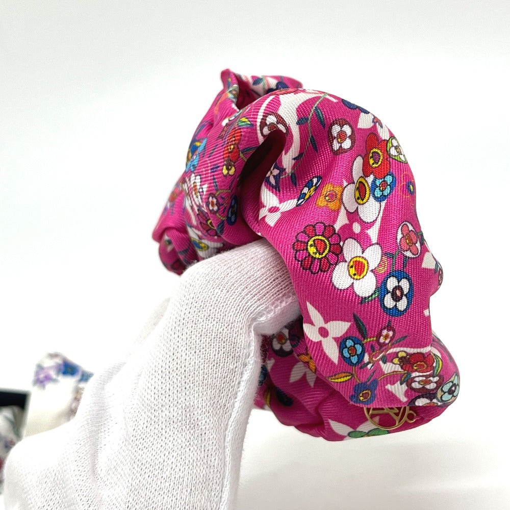 LOUIS VUITTON M96074 LV × TM 村上隆 シュシュ セット シュシュ・スーパーフラット 2点セット ヘアアクセ ヘアゴム シュシュ シルク レディース ホワイト