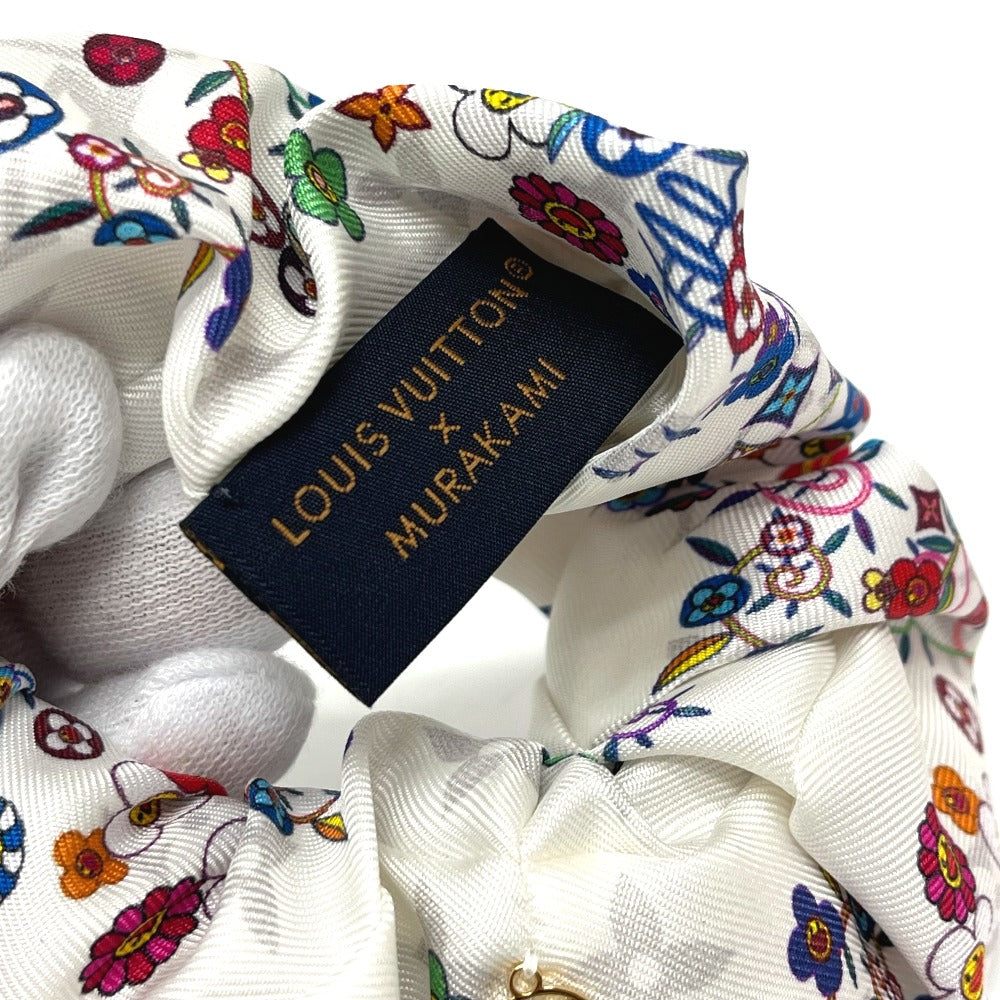 LOUIS VUITTON M96074 LV × TM 村上隆 シュシュ セット シュシュ・スーパーフラット 2点セット ヘアアクセ ヘアゴム シュシュ シルク レディース ホワイト
