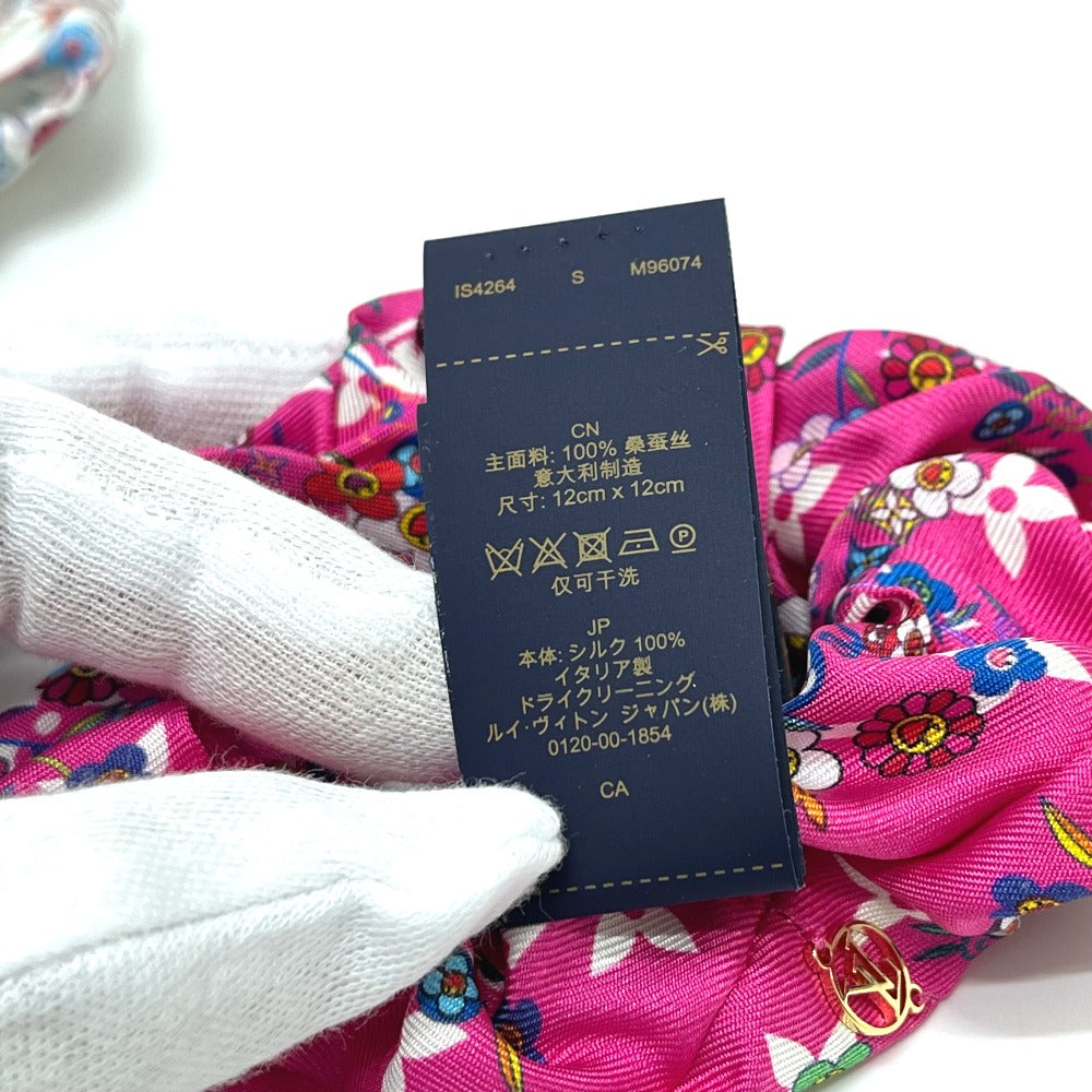 LOUIS VUITTON M96074 LV × TM 村上隆 シュシュ セット シュシュ・スーパーフラット 2点セット ヘアアクセ ヘアゴム シュシュ シルク レディース ホワイト