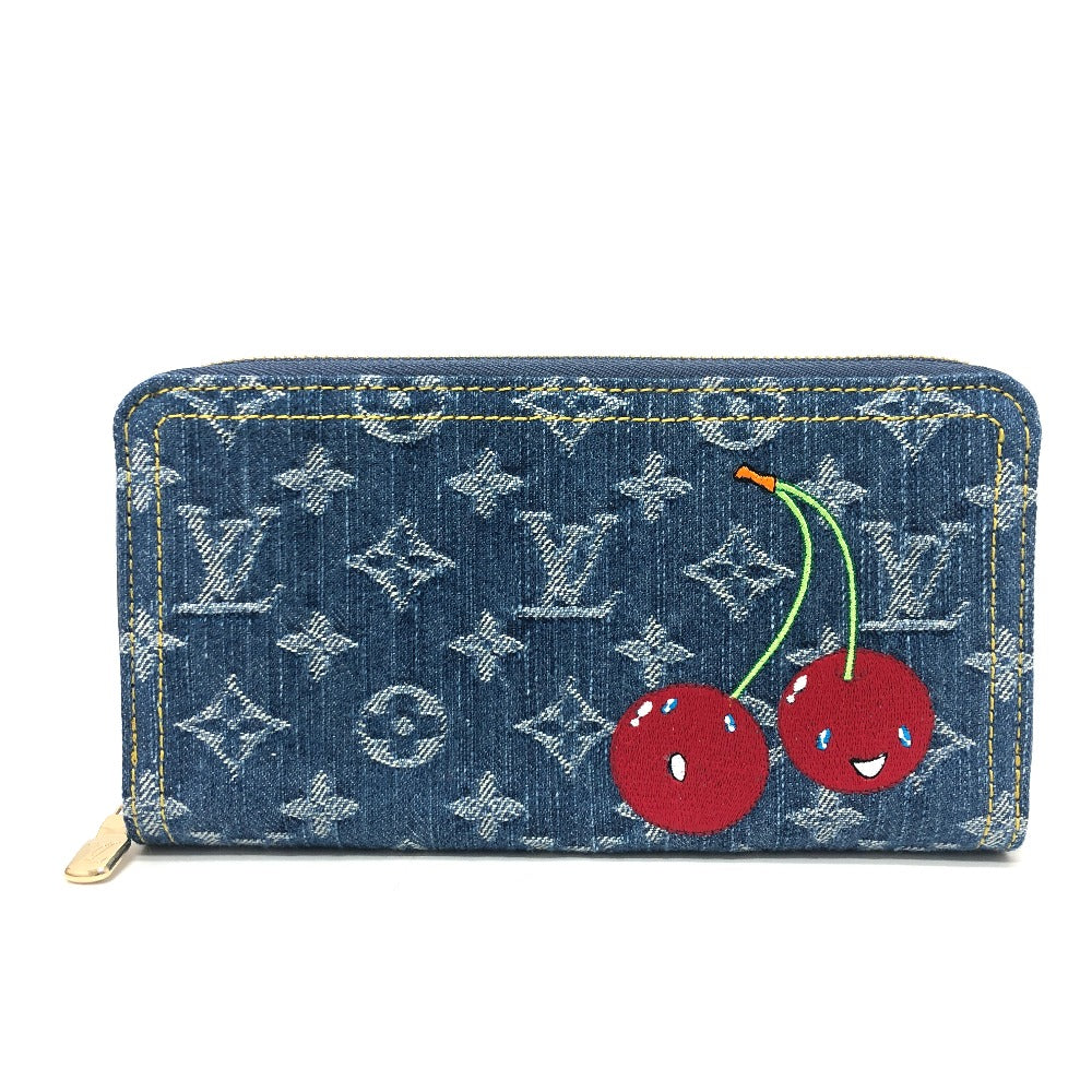 LOUIS VUITTON M23161 村上隆コラボ モノグラムデニム LV × TM ジッピー・ウォレット 財布 ウォレット サクランボ チェリー 長財布 ユニセックス ブルー - brandshop-reference
