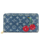 LOUIS VUITTON M23161 村上隆コラボ モノグラムデニム LV × TM ジッピー・ウォレット 財布 ウォレット サクランボ チェリー 長財布 ユニセックス ブルー - brandshop-reference