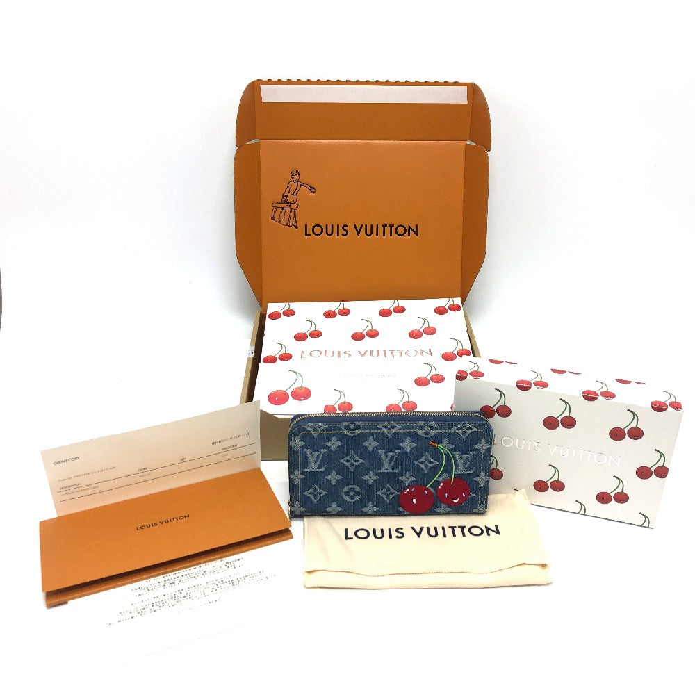 LOUIS VUITTON M23161 村上隆コラボ モノグラムデニム LV × TM ジッピー・ウォレット 財布 ウォレット サクランボ チェリー 長財布 ユニセックス ブルー - brandshop-reference