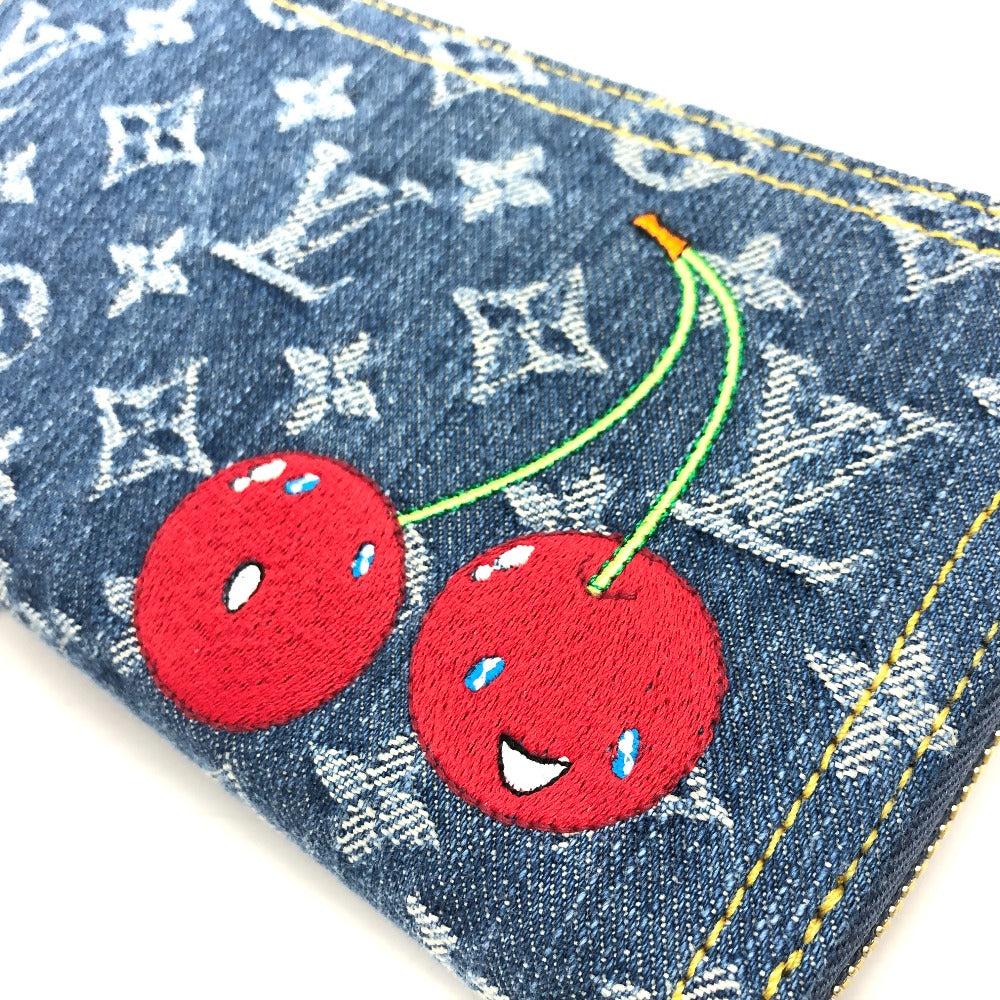 LOUIS VUITTON M23161 村上隆コラボ モノグラムデニム LV × TM ジッピー・ウォレット 財布 ウォレット サクランボ チェリー 長財布 ユニセックス ブルー - brandshop-reference