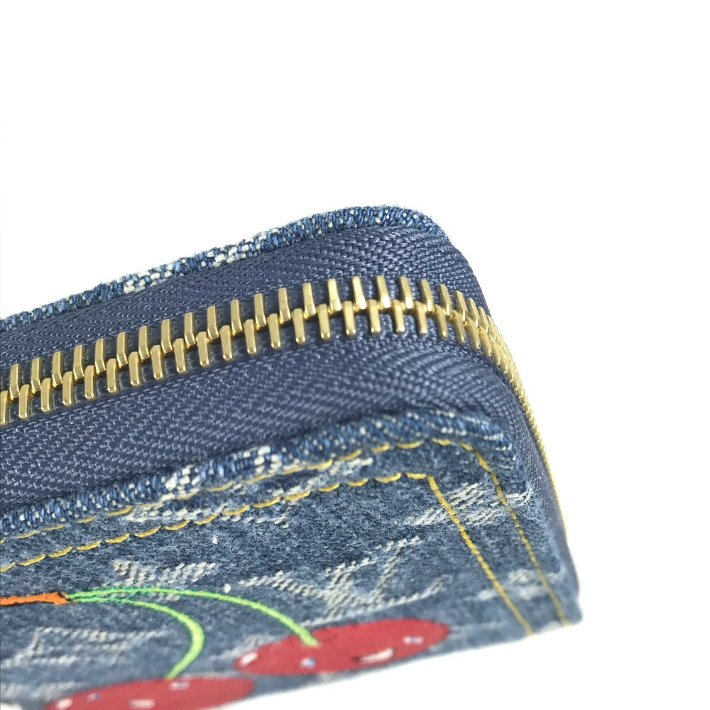 LOUIS VUITTON M23161 村上隆コラボ モノグラムデニム LV × TM ジッピー・ウォレット ロングウォレット ラウンドファスナー 長財布 デニム ユニセックス ブルー - brandshop-reference