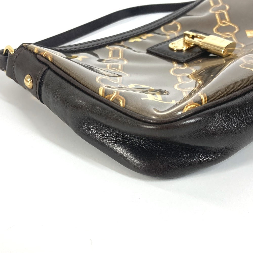 LOUIS VUITTON M95162 モノグラムチャーム ポシェット アクセソワール 肩掛け カバン チェーン柄 ポーチ ショルダーバッグ ビニール レディース ブラウン - brandshop-reference