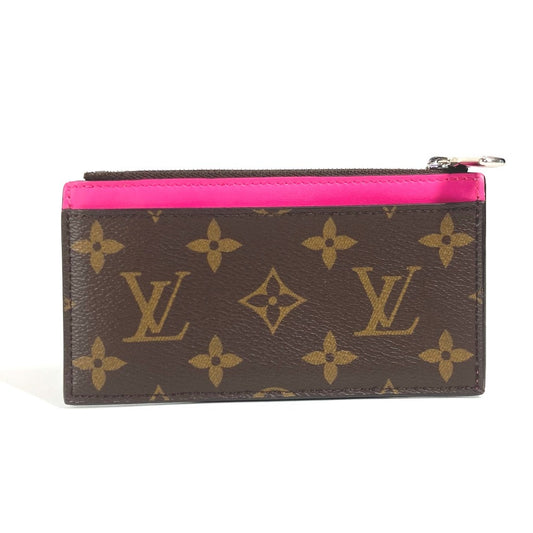 LOUIS VUITTON M82912 모노그램 코인 카드 홀더 지갑 컴팩트 지갑 카드 케이스 코인 케이스 모노그램 캔버스 여성용 퓨샤 브라운