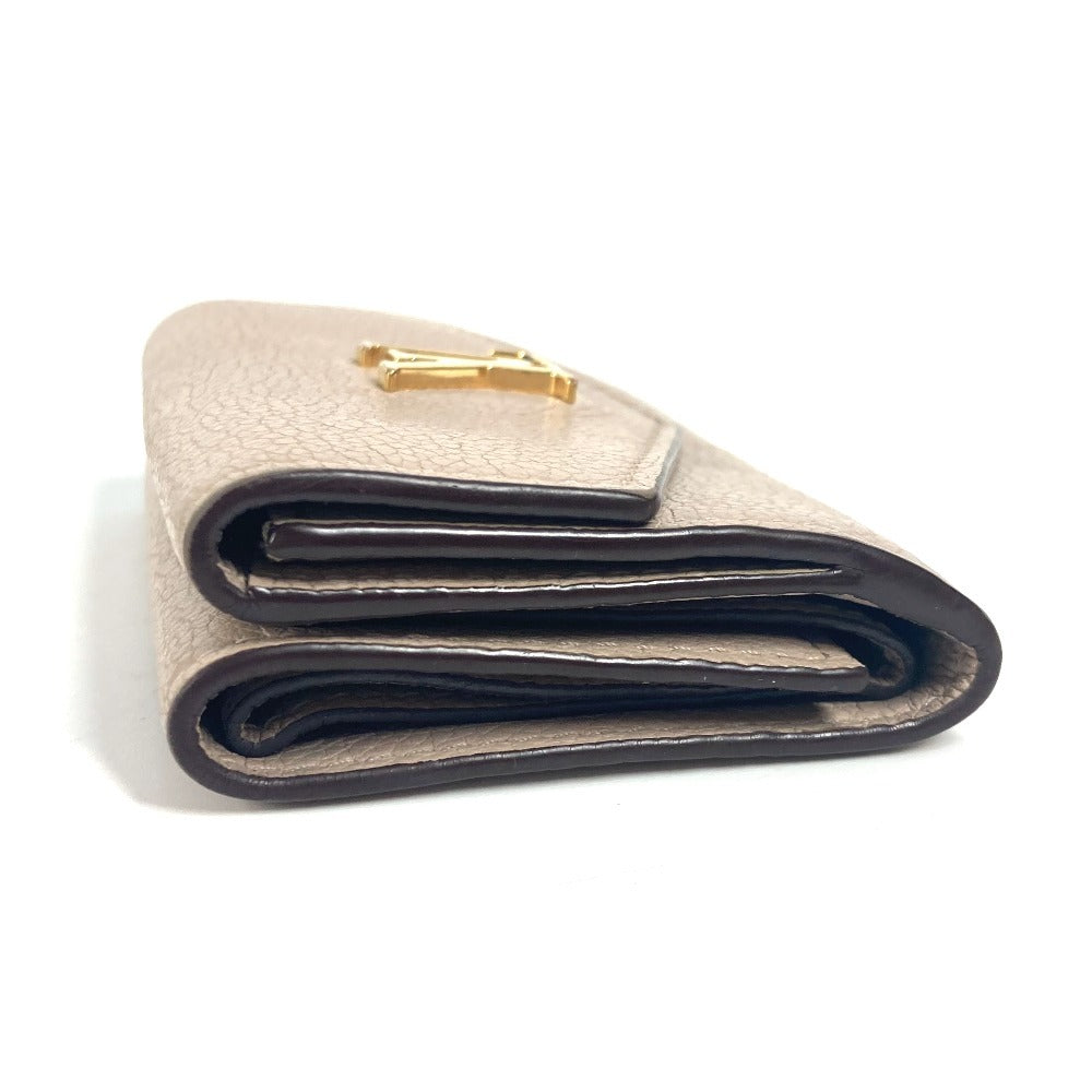 LOUIS VUITTON M69340 LVロゴ ポルトフォイユ・ロックミニ コンパクトウォレット 3つ折り財布 カーフレザー ユニセックス グレージュ ベージュ - brandshop-reference