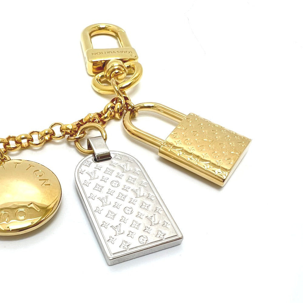 LOUIS VUITTON M01314 Chain-nanogram Icon Key ring Key Holder Bag Charm Metal Gold Used