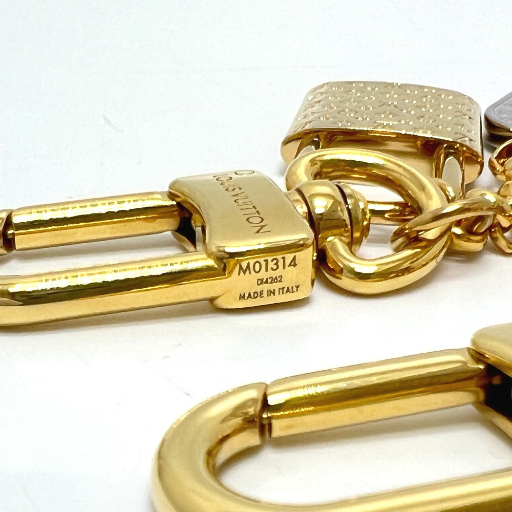 LOUIS VUITTON M01314 Chain-nanogram Icon Key ring Key Holder Bag Charm Metal Gold Used