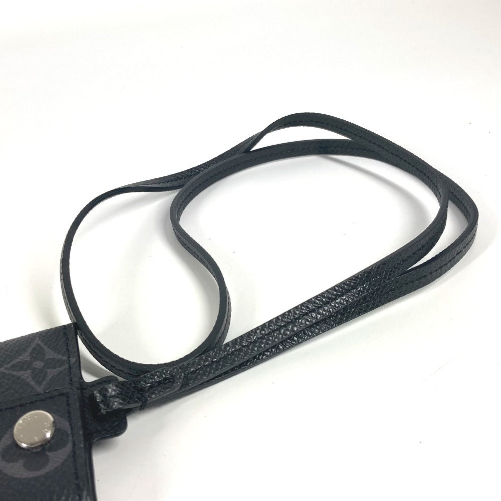 LOUIS VUITTON M83155 Taigarama Porto Cult On Strap Wallet Monedero con correa Tarjetero Tarjetero de visita Monedero Taiga Cuero Unisex Negro