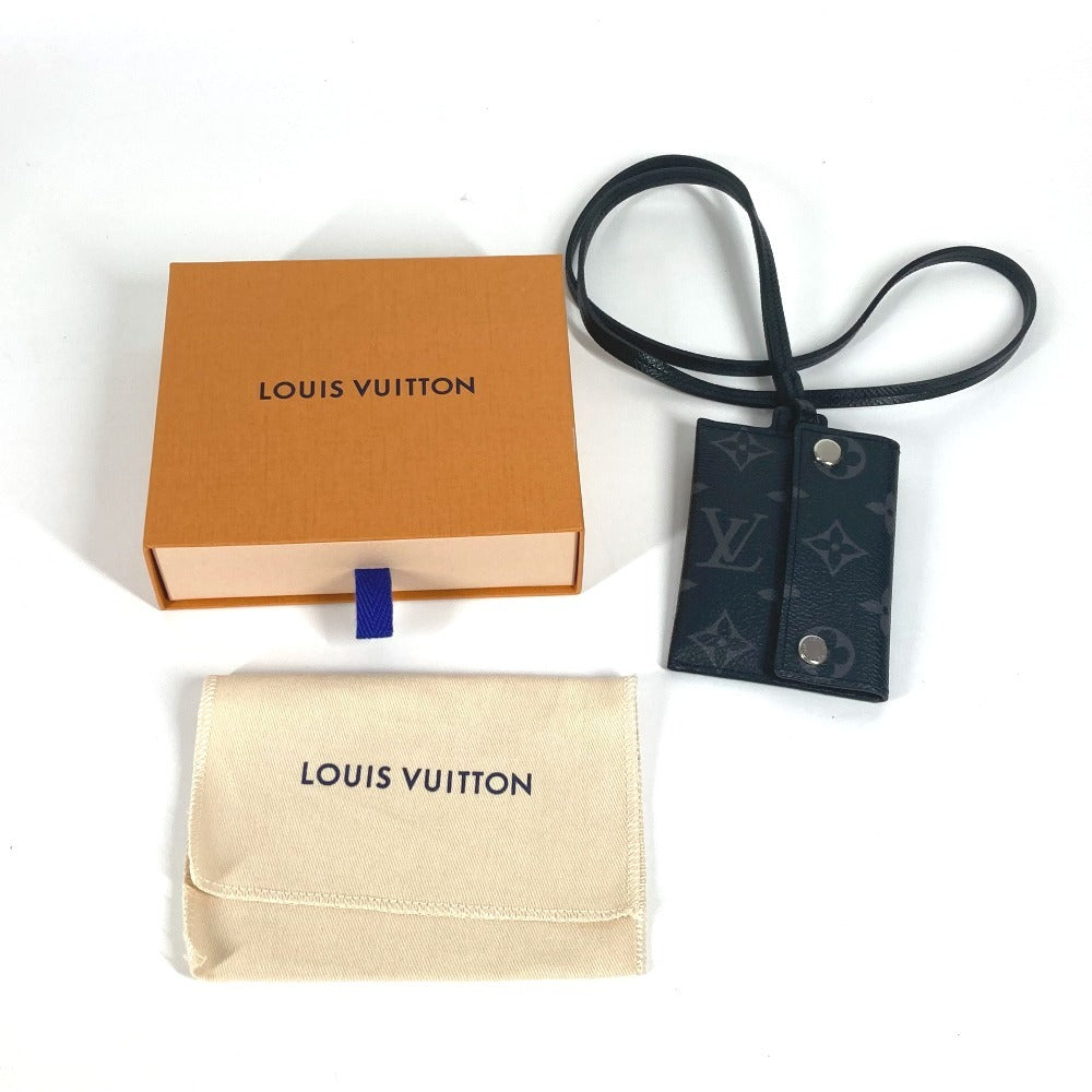 LOUIS VUITTON M83155 Taigarama Porto Cult On Strap Wallet Monedero con correa Tarjetero Tarjetero de visita Monedero Taiga Cuero Unisex Negro