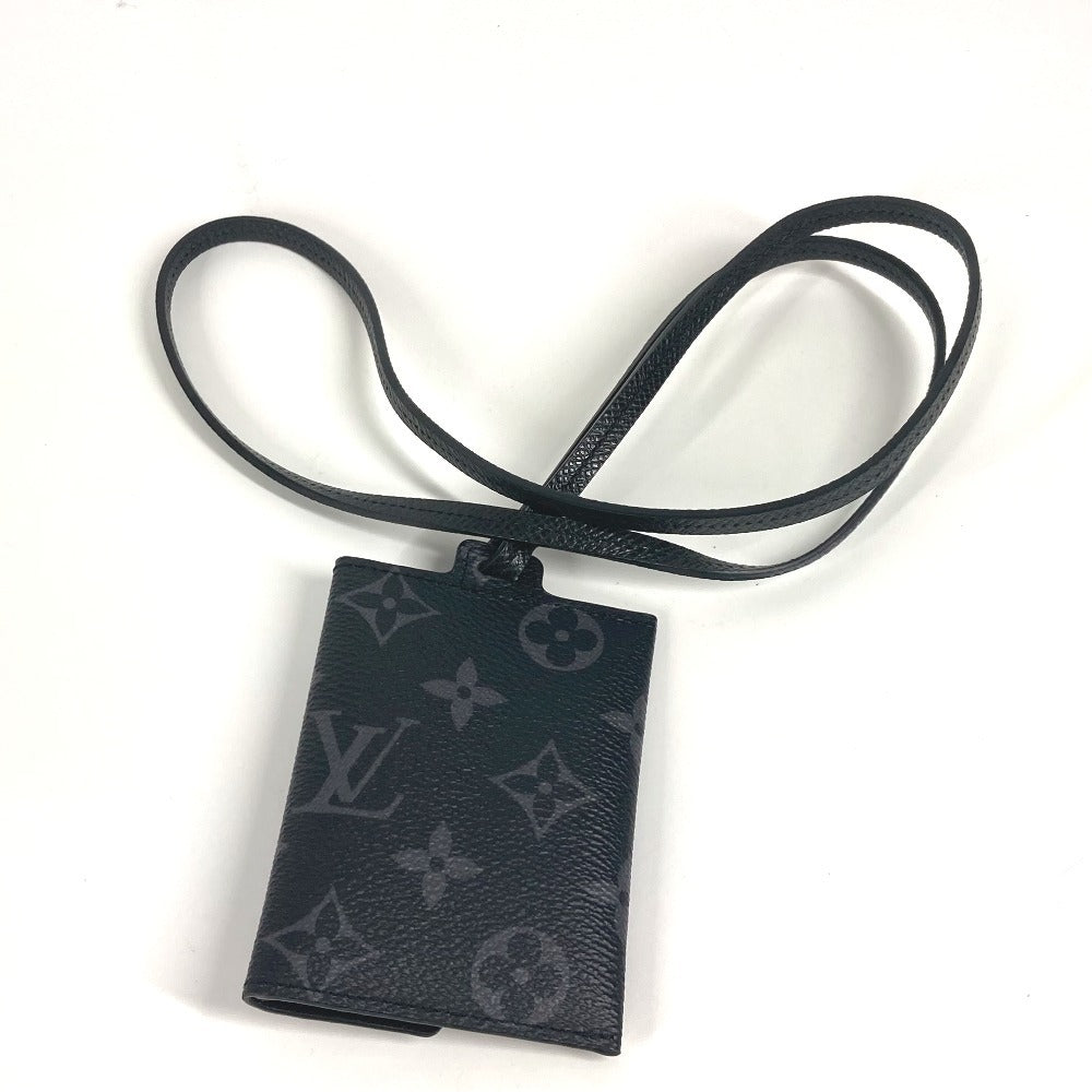 LOUIS VUITTON M83155 Taigarama Porto Cult On Strap Wallet Monedero con correa Tarjetero Tarjetero de visita Monedero Taiga Cuero Unisex Negro