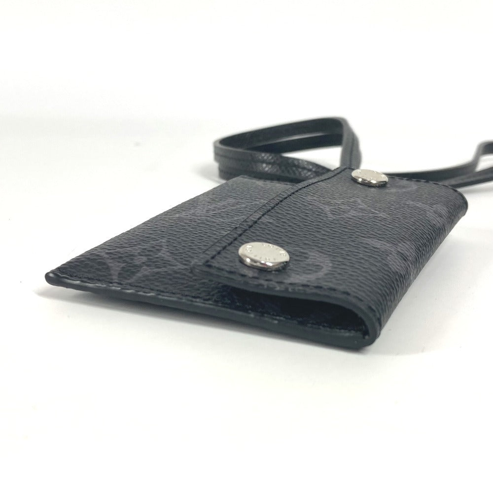 LOUIS VUITTON M83155 Taigarama Porto Cult On Strap Wallet Monedero con correa Tarjetero Tarjetero de visita Monedero Taiga Cuero Unisex Negro