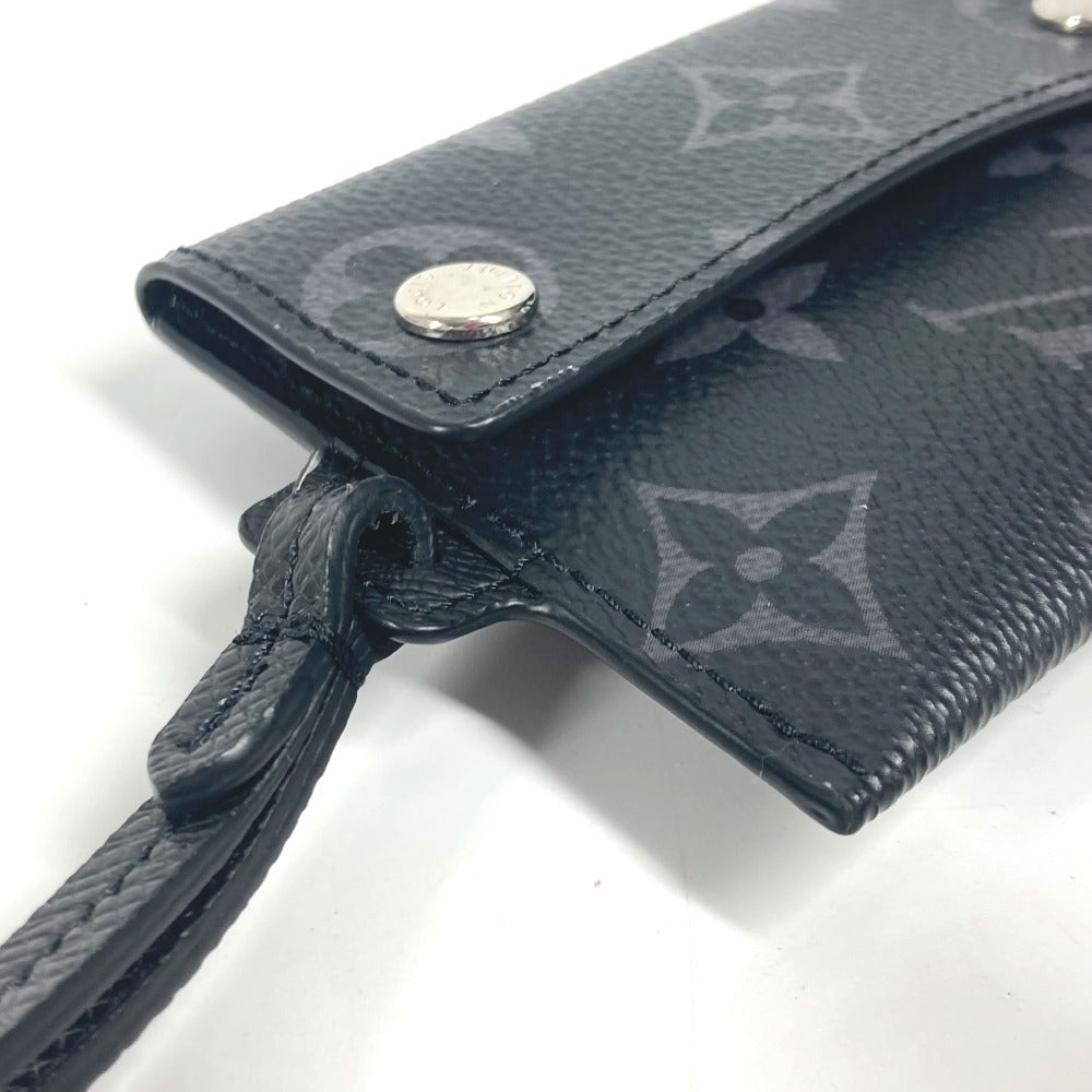 LOUIS VUITTON M83155 Taigarama Porto Cult On Strap Wallet Monedero con correa Tarjetero Tarjetero de visita Monedero Taiga Cuero Unisex Negro