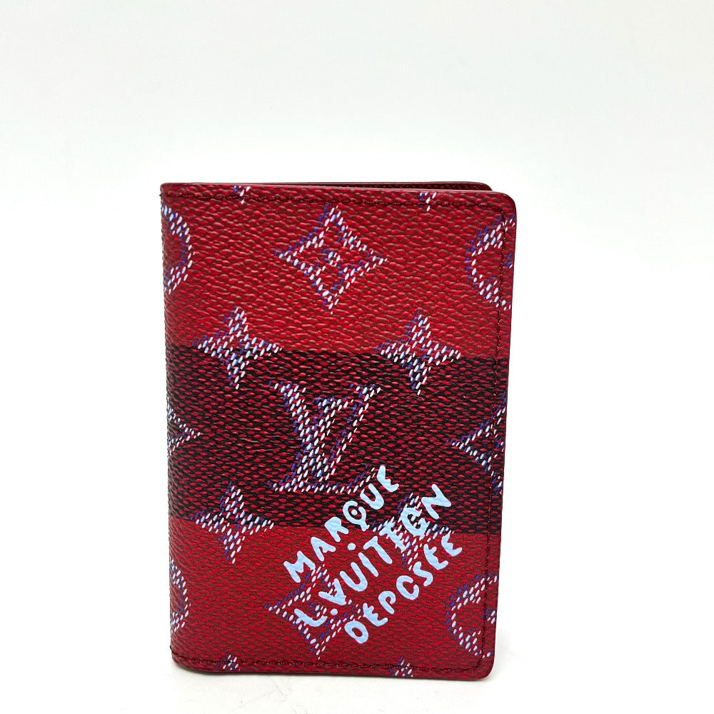 LOUIS VUITTON M26536 Monogram Heritage Stripe Card Case Organizer de Poche IC Card Case Unisex Red Stripe Red
