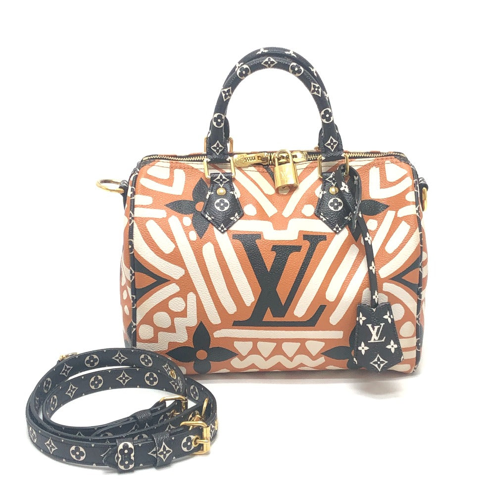 LOUIS VUITTON M56588 モノグラム・ジャイアント スピーディ バンドリエール25 LVクラフティ カバン ボストンバッグ レザー/PVC レディース ブラウン