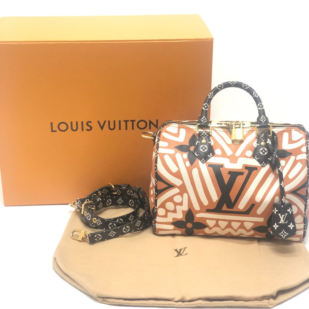 LOUIS VUITTON M56588 モノグラム・ジャイアント スピーディ バンドリエール25 LVクラフティ カバン ボストンバッグ レザー/PVC レディース ブラウン
