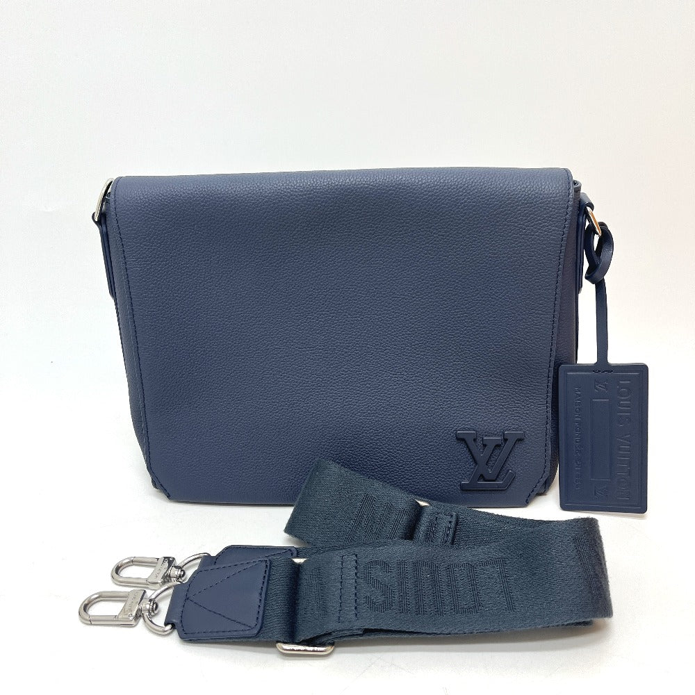 LOUIS VUITTON M23709 LVアエログラム テイクオフ メッセンジャー カバン バッグ 斜め掛け ショルダーバッグ レザー メンズ ブルー アトランティーク ブルー