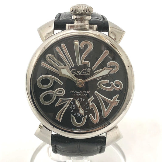 GAGA MILANO 5010.04S マヌアーレ 48mm スモールセコンド 裏スケ 手巻き 腕時計 SS メンズ シルバー
