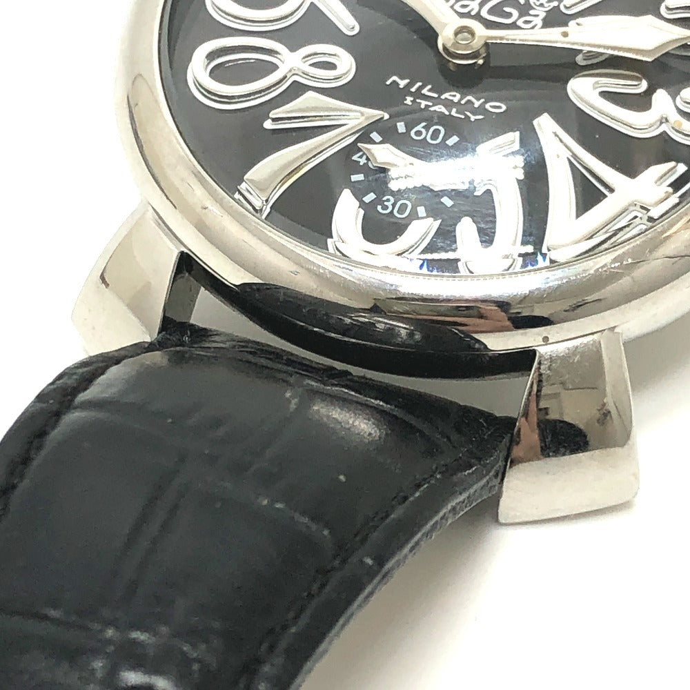 GAGA MILANO 5010.04S マヌアーレ 48mm スモールセコンド 裏スケ 手巻き 腕時計 SS メンズ シルバー