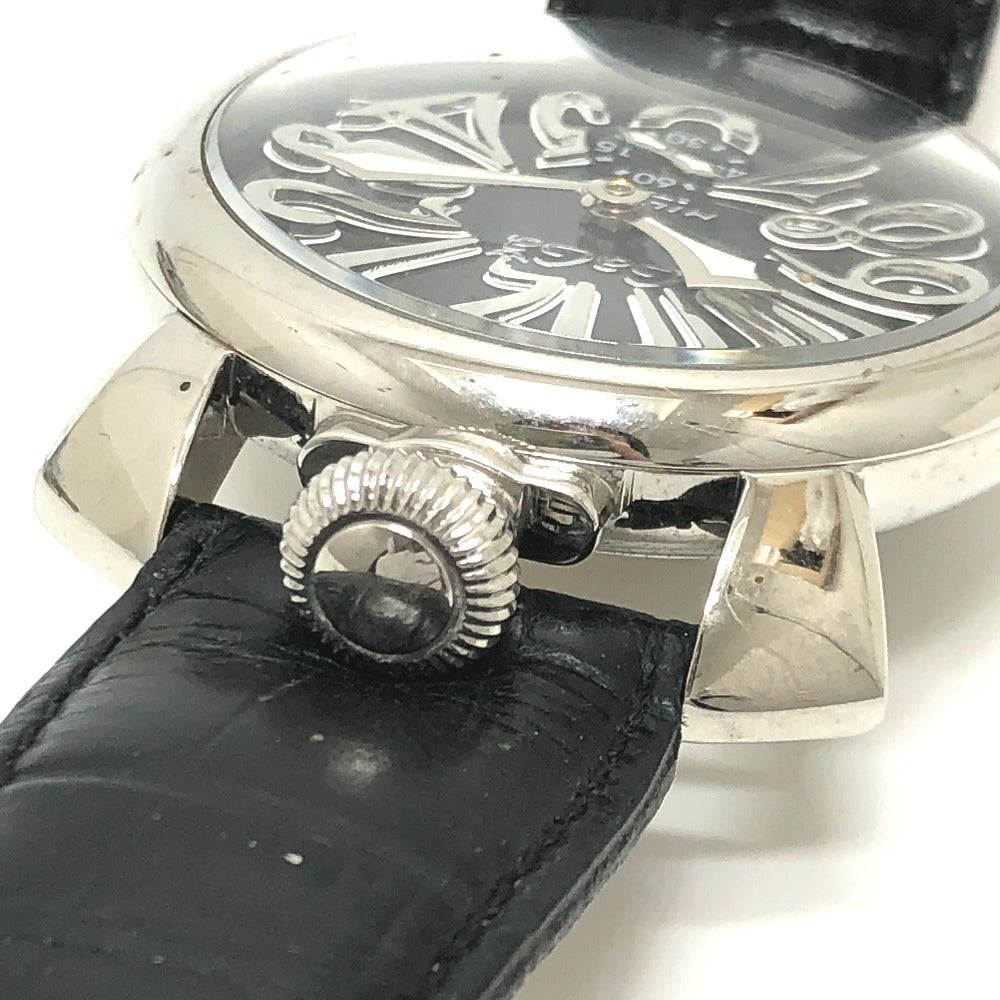 GAGA MILANO 5010.04S マヌアーレ 48mm スモールセコンド 裏スケ 手巻き 腕時計 SS メンズ シルバー