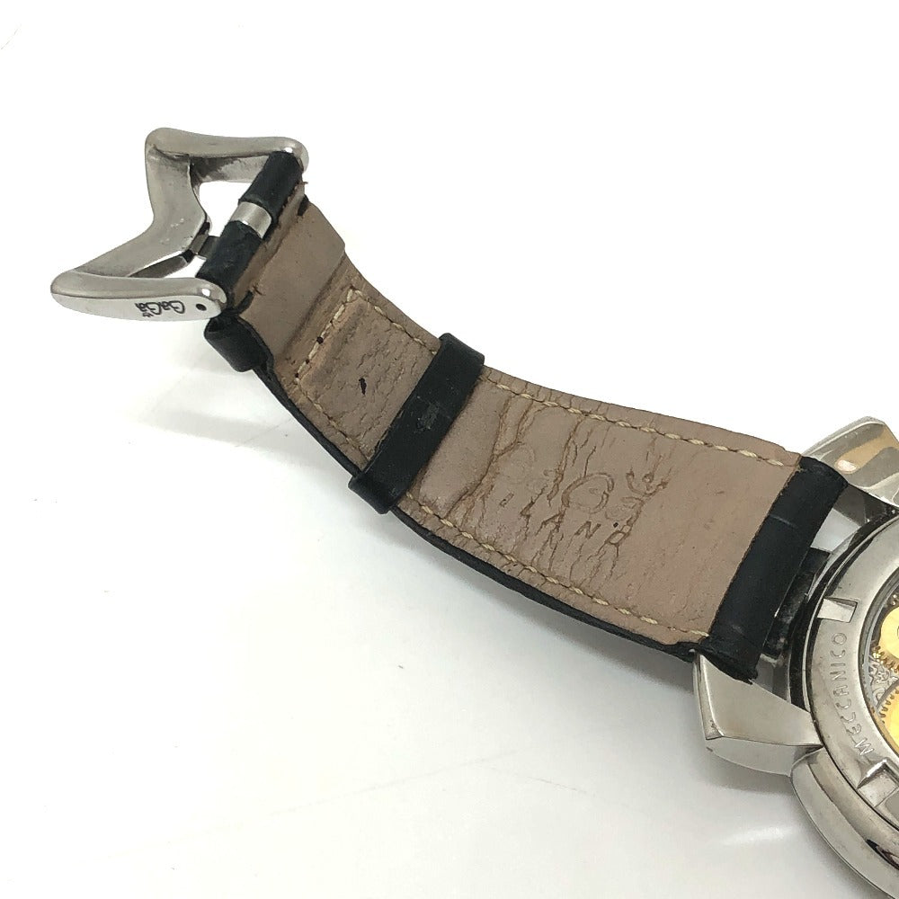 GAGA MILANO 5010.04S マヌアーレ 48mm スモールセコンド 裏スケ 手巻き 腕時計 SS メンズ シルバー