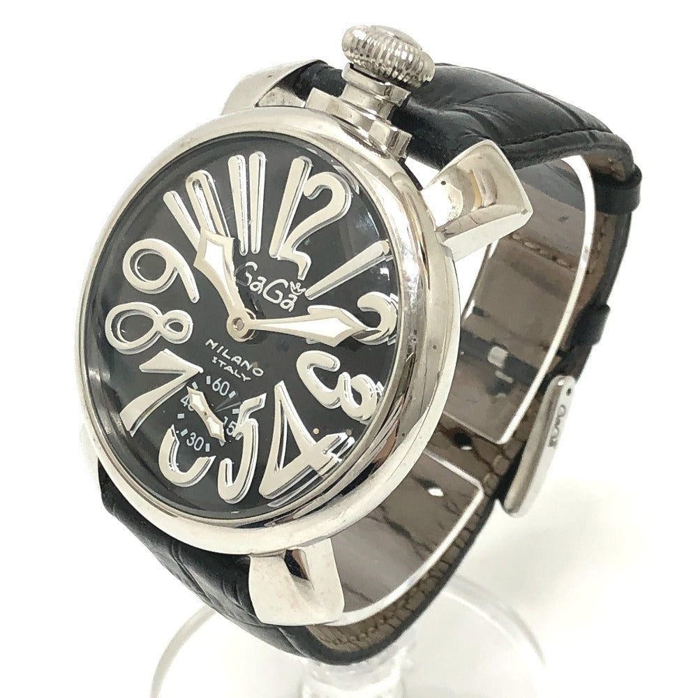 GAGA MILANO 5010.04S マヌアーレ 48mm スモールセコンド 裏スケ 手巻き 腕時計 SS メンズ シルバー