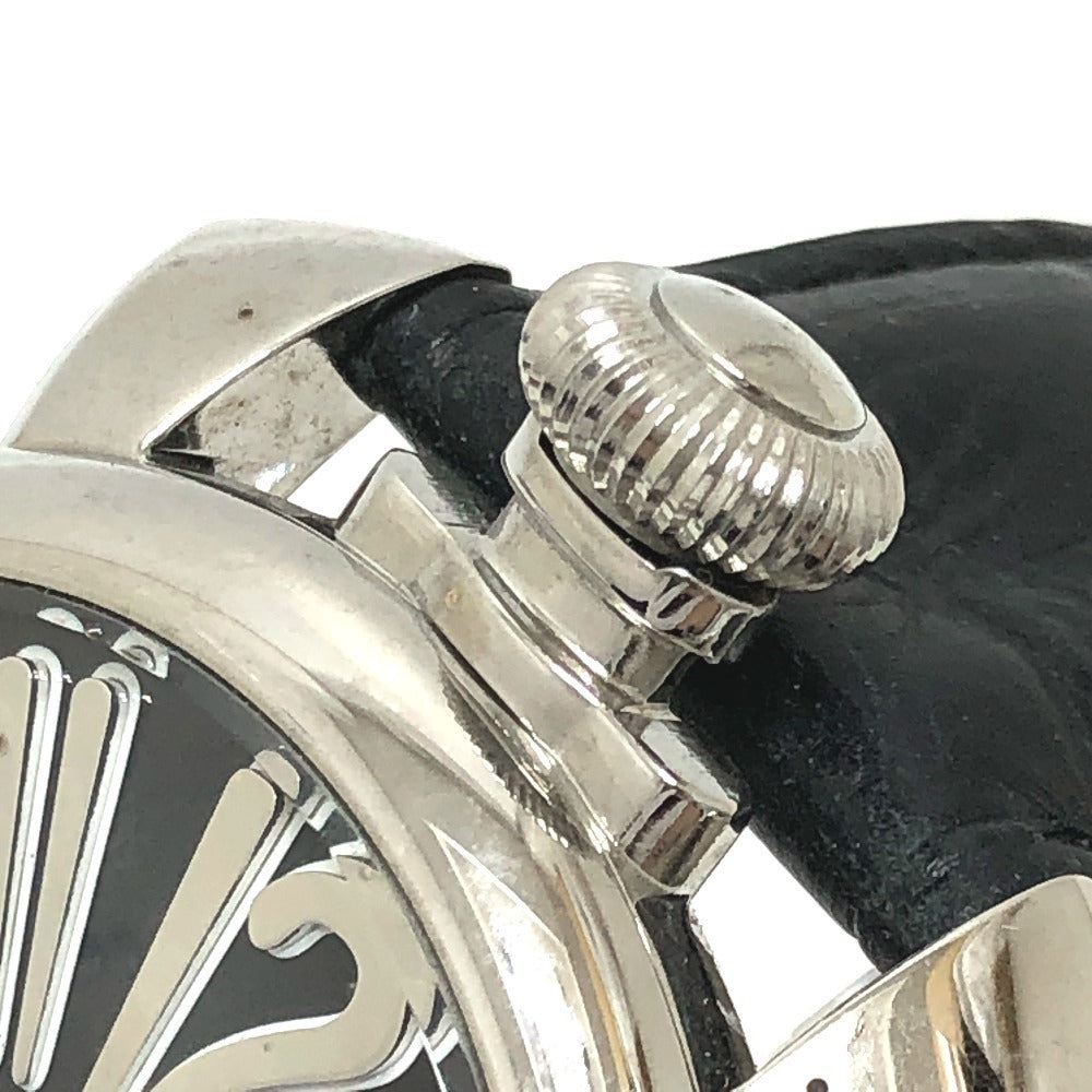 GAGA MILANO 5010.04S マヌアーレ 48mm スモールセコンド 裏スケ 手巻き 腕時計 SS メンズ シルバー
