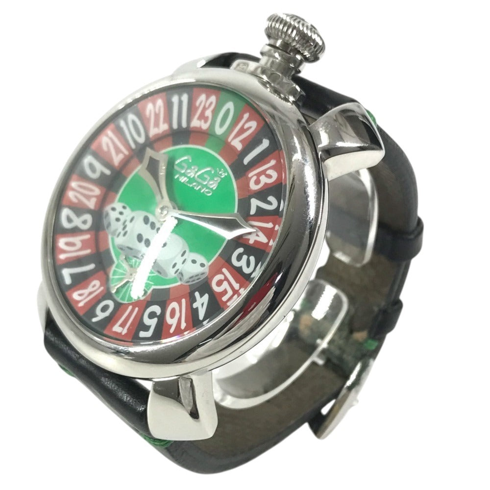 GAGA MILANO 5010.LV.01S Las Vegas, Limited Edition of 500 Worldwide Manure Roulette Dice with Coin Wristwatch SS / Leather Black Used
