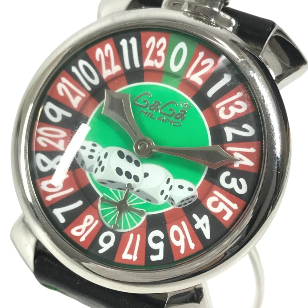 GAGA MILANO 5010.LV.01S Las Vegas, Limited Edition of 500 Worldwide Manure Roulette Dice with Coin Wristwatch SS / Leather Black Used
