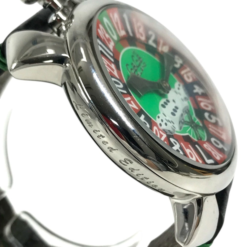 GAGA MILANO 5010.LV.01S Las Vegas, Limited Edition of 500 Worldwide Manure Roulette Dice with Coin Wristwatch SS / Leather Black Used