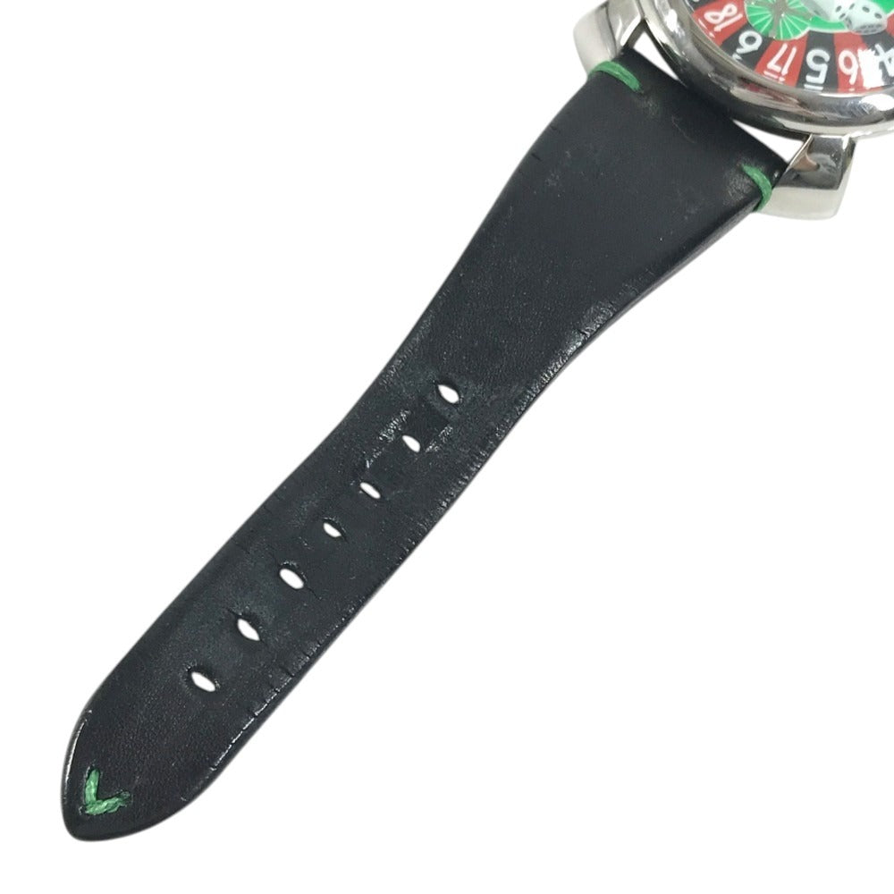 GAGA MILANO 5010.LV.01S Las Vegas, Limited Edition of 500 Worldwide Manure Roulette Dice with Coin Wristwatch SS / Leather Black Used