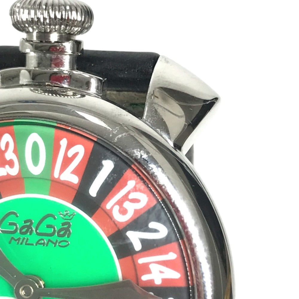 GAGA MILANO 5010.LV.01S Las Vegas, Limited Edition of 500 Worldwide Manure Roulette Dice with Coin Wristwatch SS / Leather Black Used
