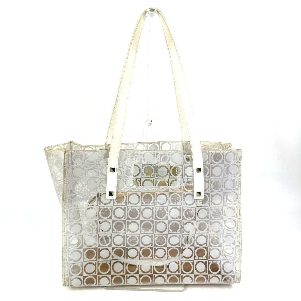 Salvatore Ferragamo ビーチバッグ ガンチーニ ロゴ カバン 肩掛け トートバッグ ショルダーバッグ ビニール レディース クリア - brandshop-reference