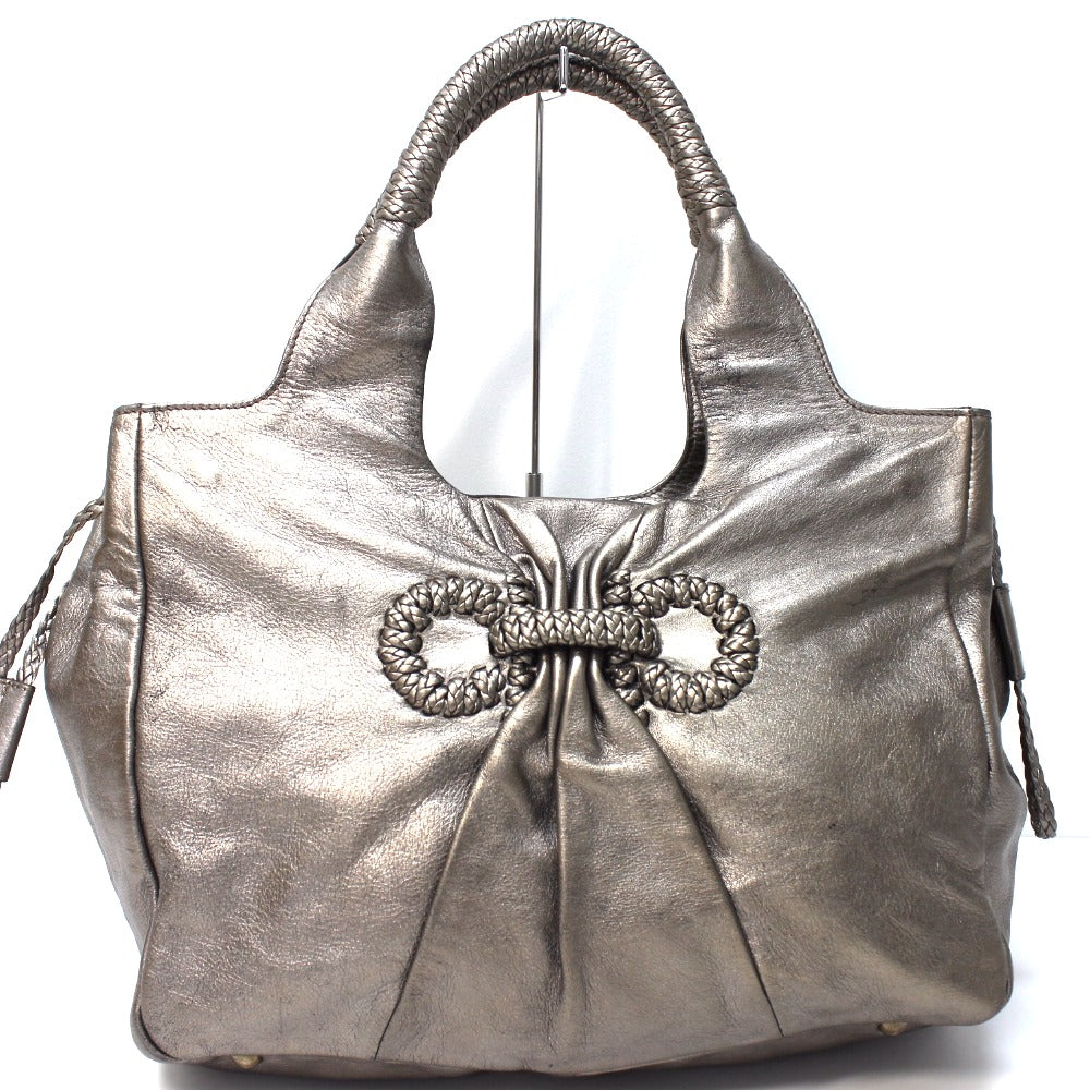 Salvatore Ferragamo Gancini Shoulder Bag, Handbag, Tote Bag, Leather, Women's, Bronze, Gray