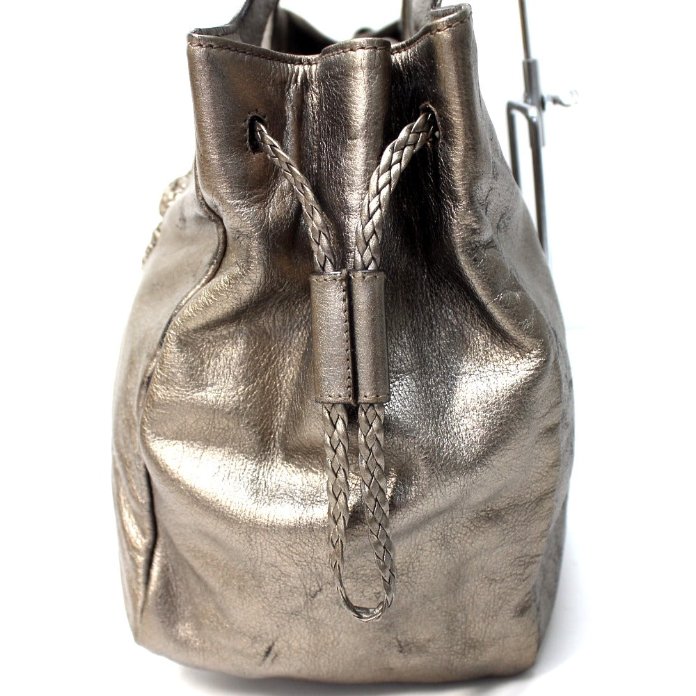 Salvatore Ferragamo Gancini Shoulder Bag, Handbag, Tote Bag, Leather, Women's, Bronze, Gray