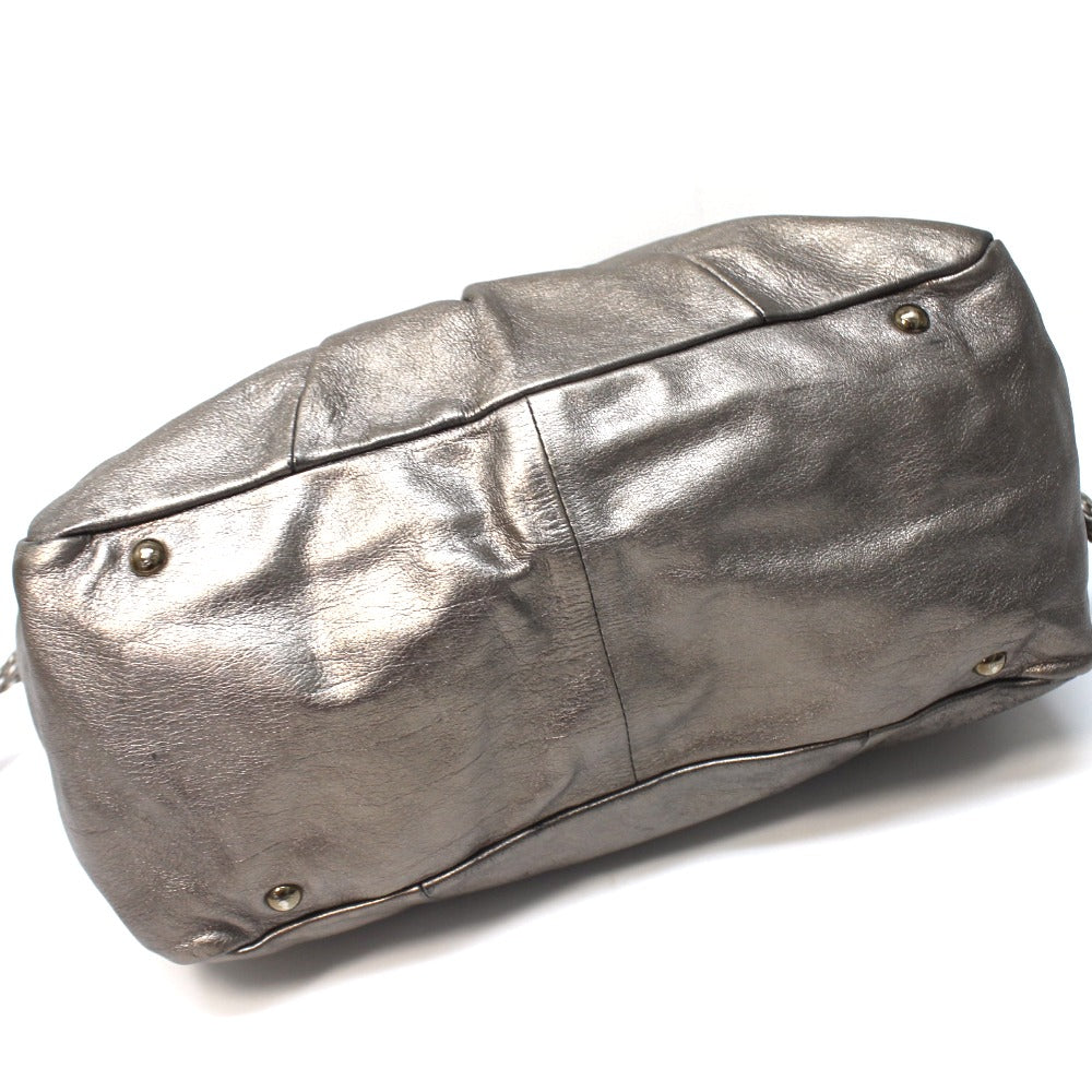 Salvatore Ferragamo Gancini Shoulder Bag, Handbag, Tote Bag, Leather, Women's, Bronze, Gray