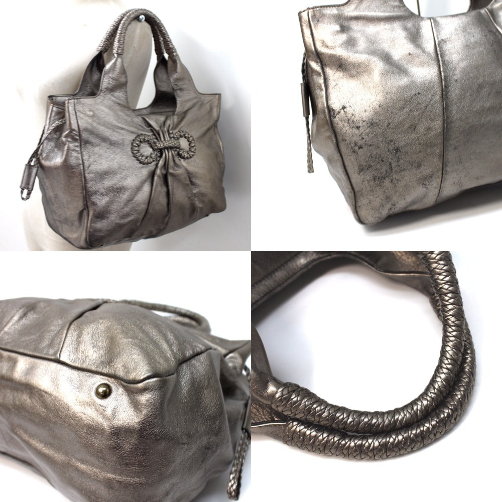 Salvatore Ferragamo Gancini Shoulder Bag, Handbag, Tote Bag, Leather, Women's, Bronze, Gray