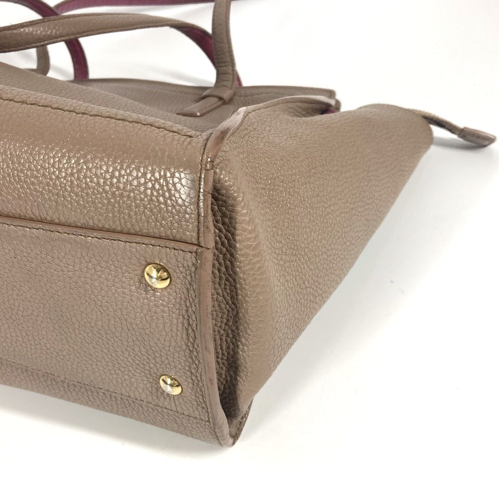 Salvatore Ferragamo ガンチーニ ロゴ バイカラー 2WAYバッグ ショルダーバッグ 肩掛け トートバッグ レザー レディース ベージュ - brandshop-reference