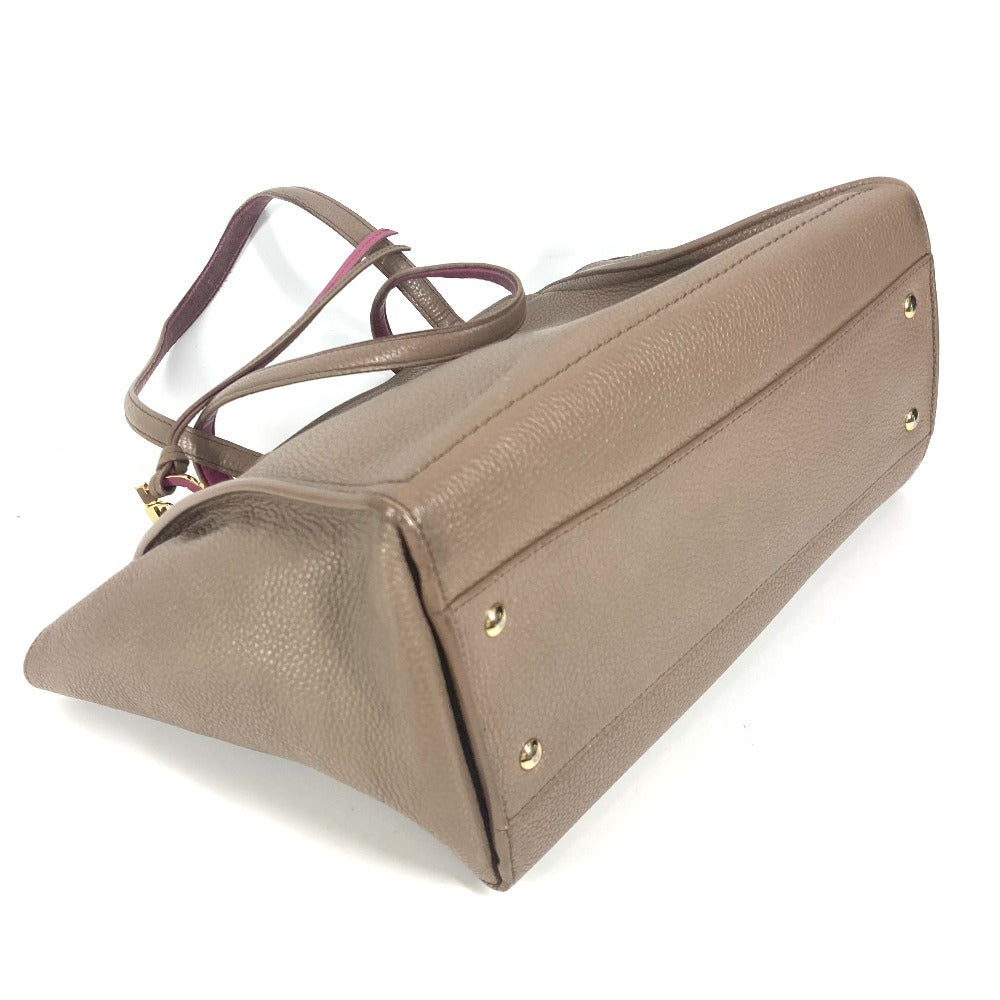 Salvatore Ferragamo ガンチーニ ロゴ バイカラー 2WAYバッグ ショルダーバッグ 肩掛け トートバッグ レザー レディース ベージュ - brandshop-reference