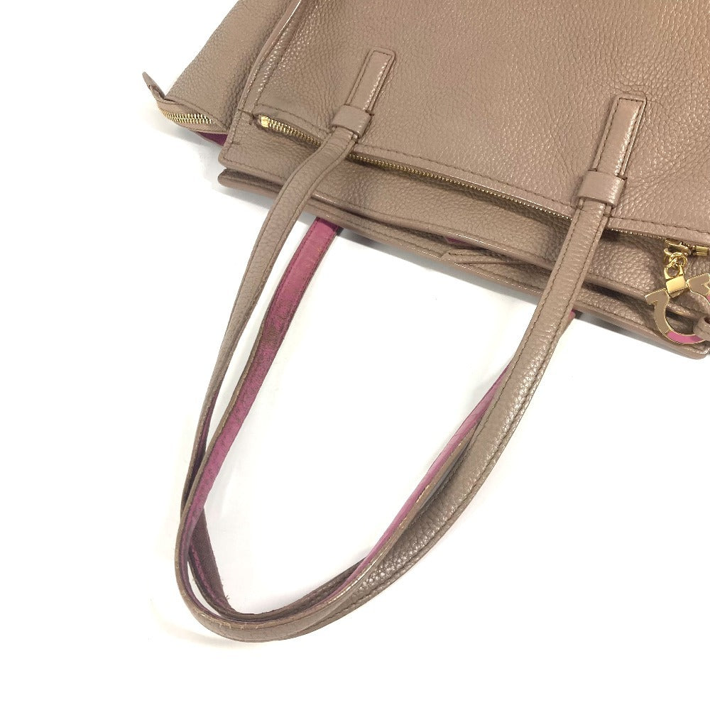 Salvatore Ferragamo ガンチーニ ロゴ バイカラー 2WAYバッグ ショルダーバッグ 肩掛け トートバッグ レザー レディース ベージュ - brandshop-reference