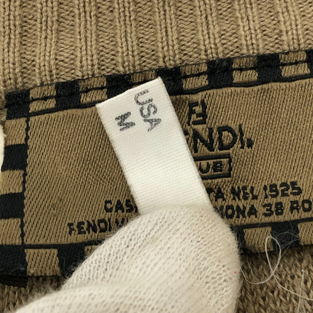 FENDI fendi club Zucca Pequin FF Logo Apparel Tops Long Sleeve Sweater Cotton Men's Beige