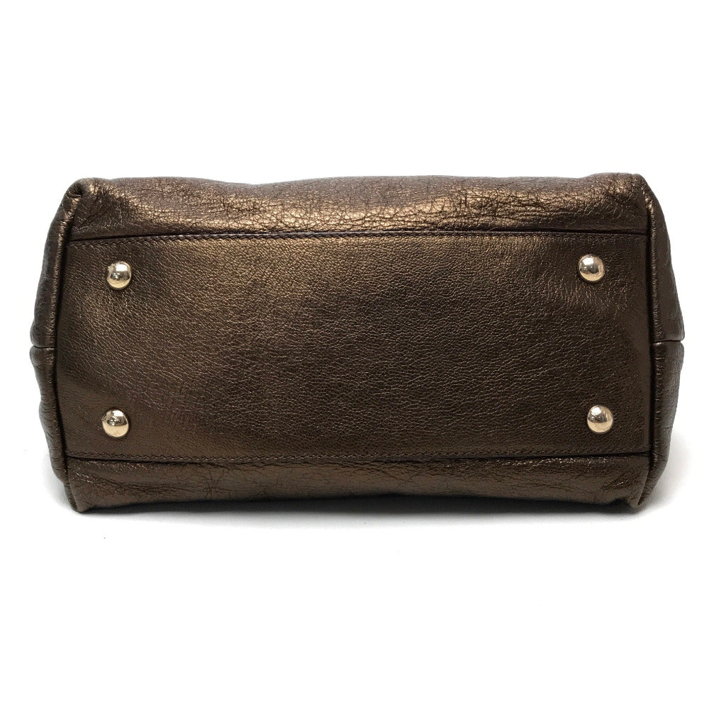 Salvatore Ferragamo Vara Ribbon Handbag, Chain Shoulder Bag, Tote Bag, Leather, Women's, Bronze