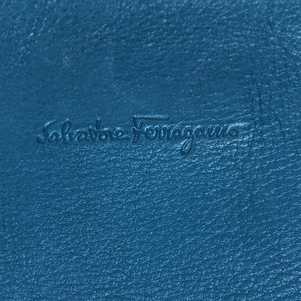 Salvatore Ferragamo バイカラー ロゴ カバン ポーチ クラッチバッグ レザー メンズ ブルー
