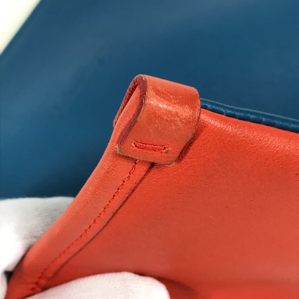 Salvatore Ferragamo バイカラー ロゴ カバン ポーチ クラッチバッグ レザー メンズ ブルー