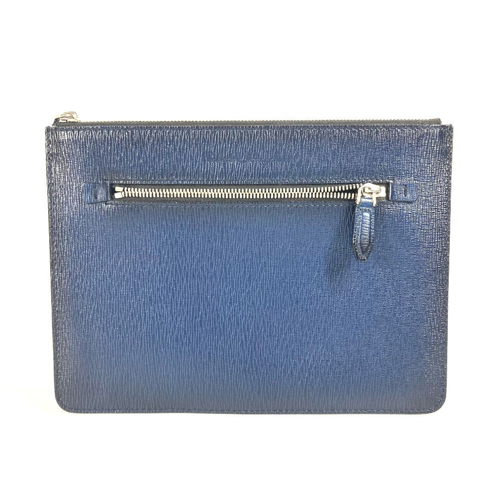 Salvatore Ferragamo ロゴ ストラップ付 ポーチ クラッチバッグ レザー ユニセックス ネイビー - brandshop-reference
