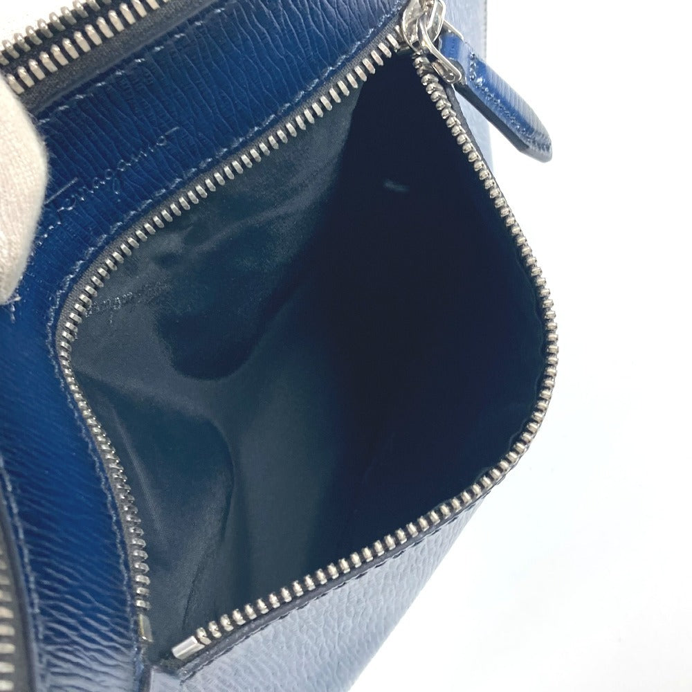 Salvatore Ferragamo ロゴ ストラップ付 ポーチ クラッチバッグ レザー ユニセックス ネイビー - brandshop-reference