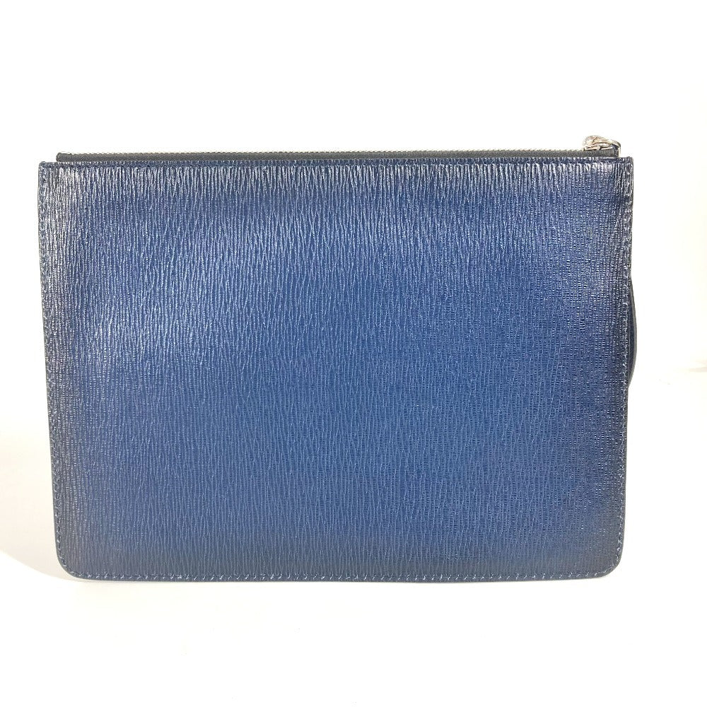 Salvatore Ferragamo ロゴ ストラップ付 ポーチ クラッチバッグ レザー ユニセックス ネイビー - brandshop-reference