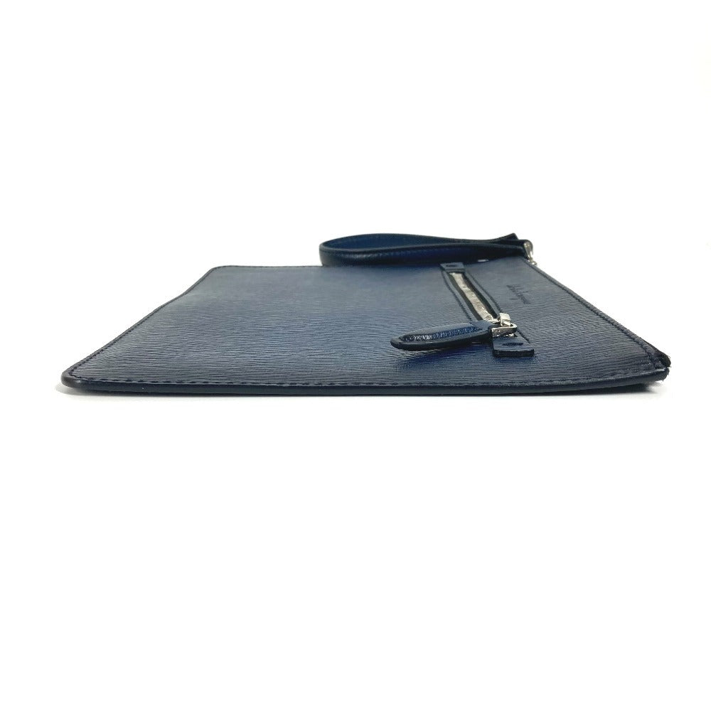 Salvatore Ferragamo ロゴ ストラップ付 ポーチ クラッチバッグ レザー ユニセックス ネイビー - brandshop-reference