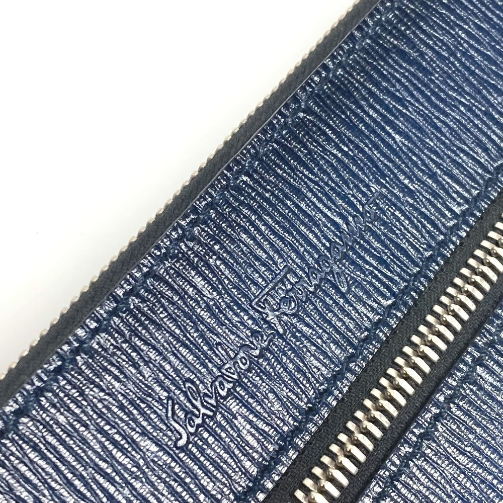 Salvatore Ferragamo ロゴ ストラップ付 ポーチ クラッチバッグ レザー ユニセックス ネイビー - brandshop-reference